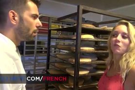 French blonde has anal sex after bakery is closed