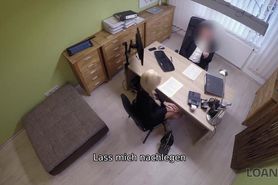 LOAN4K. Real estate agent lets the bank clerk penetrate them for a loan