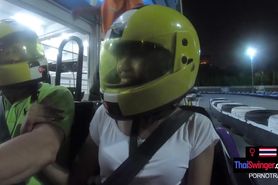 Round butt Thai gf sucked and fucked her boyfriend after a go kart session