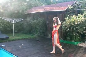 Skinny Russian Marfa Swims Nude In The Pool