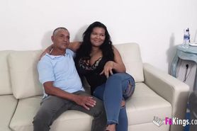 SUPER-BUSTY Ebony mommy loves her new old dude