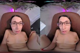 Adorable brunette in glasses gets off with her toys in VR