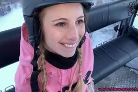 Teeny fucks publicly with the ski instructor