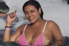 Huge nipples in pool