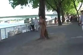 Hot public nudity with horny brunette