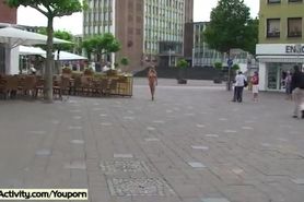 Hot public nudity with blonde girl