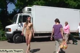 Hot public nudity with cute girl