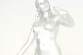 Silver Painted Big Boob Girl