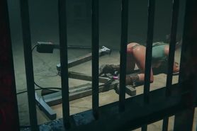 Lara tied, gagged and fucked by machine