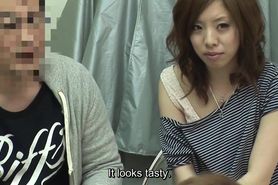 Bizarre JAV with little context featuring an impromptu maid cafe in a makeup room with a real couple watching