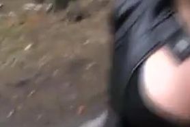 Cockhungry bitch in leather jacket