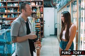 PURGATORYX Sex crazed hottie Gia Derza has all of her fuck holes used at the store