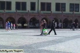 Naked girl has fun in streets