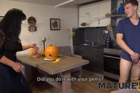 MATURE4K. Mature woman is banged by her perverted stepson on Halloween