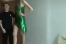 Super Tall girl green dress