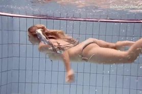 Teens enjoy public swimming pool to be horny