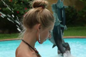 Sexy Blue Eyed Blonde Teen Naked Poolside