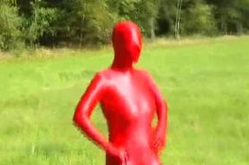 Outdoor in red spandex