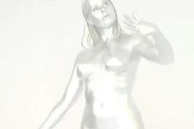 Big Booby fetish Monika completly painted silver