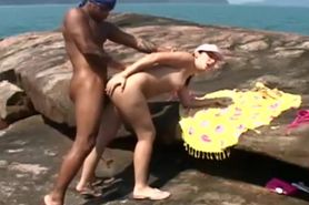 kelly from brazil gets black dick on the beach