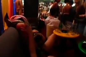 Excited club chicks suck and fuck in public