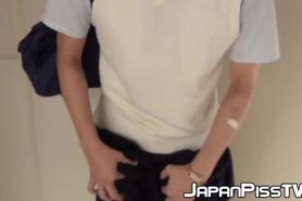 Japanese schoolgirl taped peeing in her panties