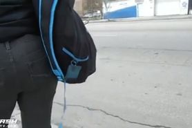 Cum On Phat Booty PYT At The Bus Stop