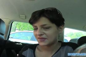 HornyAgent Hot short haired brunette fucked in a car