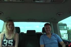 Busty UK sexy bitch caught by police when fucking stranger in driving van