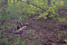 Fat Hairy Girl Masturbates In The Forest