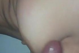 Albanian woman empties the cock on her boobs