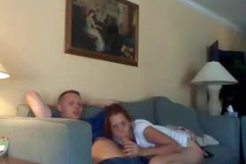 Amateur couple having sex at couch!
