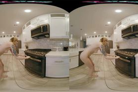 Tiny blonde hottie gets fucked while cooking pizza in virtual reality
