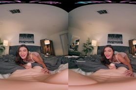 Fit brunette plays with her tight pussy in VR