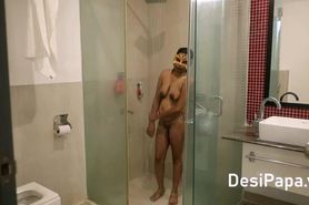 Indian girl takes a shower while her husband is away