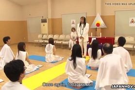 Glamorous Japanese hottie religiously worships cocks like th