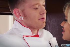 Jessicas Ryan gets a nice fuck by her Chef in the kitchen