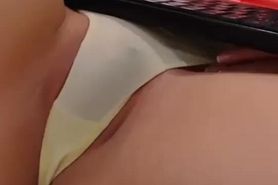 Masturbating teen has MULTIPLE ORGASMS and creams her bed