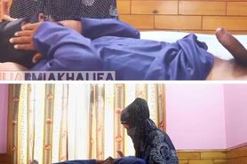 Hot Muslim sex with hijabi girl from two points of view - split screen