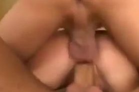 Gaping asshole for MILF during DP threesome with anal sex