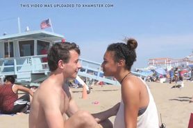 Sexy Black Girl kiss whites boys at beach !!