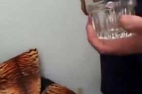 Karina Kay drink cum from a glass