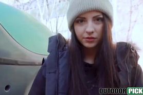Hot Euro teen Rebecca Volpetti ass fucked in public POV