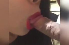 Red lips sensual asian blowjob