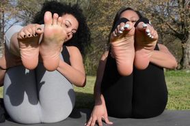 Two hot lightskin women with big, oily soles