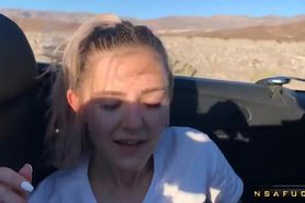 Public Teen Sex In The Convertible Car On A Way To Las Vegas Eva Elfie