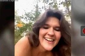 girl with awesome boobs take off clothes in park
