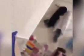 Vietnamese girlfriend fucked secretly while roommate comes to close the door