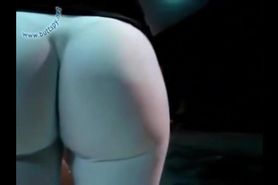 Big ass model in tight white spandex