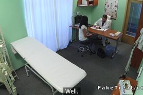 Brunette patient rides her doctor in fake hospital